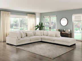 Traverse Beige 5-Piece Corduroy Modular Sectional with Ottoman by Homelegance at Eve Furniture