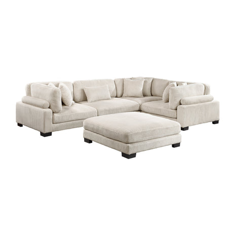 Traverse Beige 5-Piece Modular Sectional with Ottoman by Homelegance at Eve Furniture
