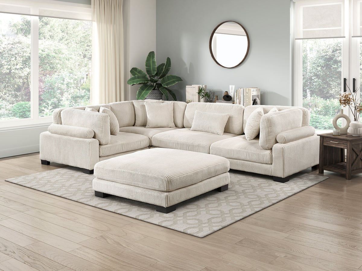 Traverse Beige 5-Piece Modular Sectional with Ottoman by Homelegance at Eve Furniture