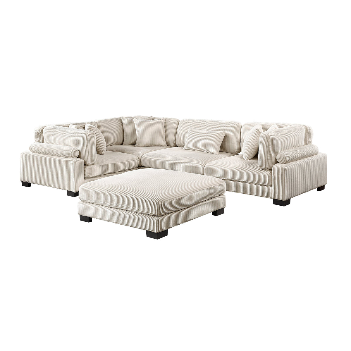 Traverse Beige 5-Piece Modular Sectional with Ottoman by Homelegance at Eve Furniture