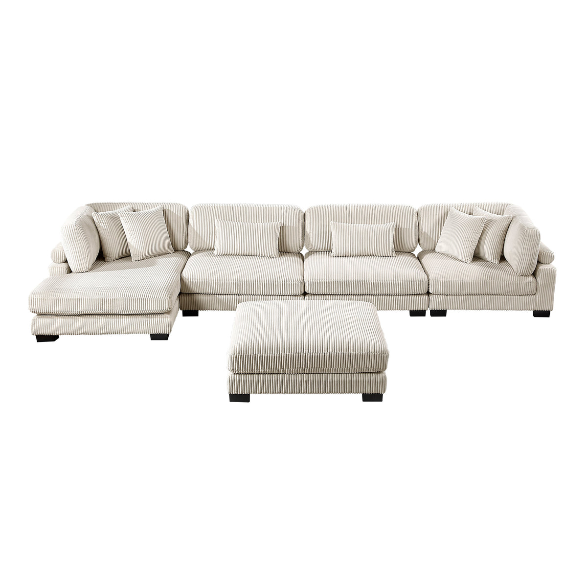 Traverse Beige 5-Piece Modular Sectional with Reversible Chaise and Ottoman by Homelegance at Eve Furniture