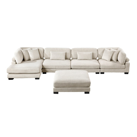Traverse Beige 5-Piece Modular Sectional with Reversible Chaise and Ottoman by Homelegance at Eve Furniture