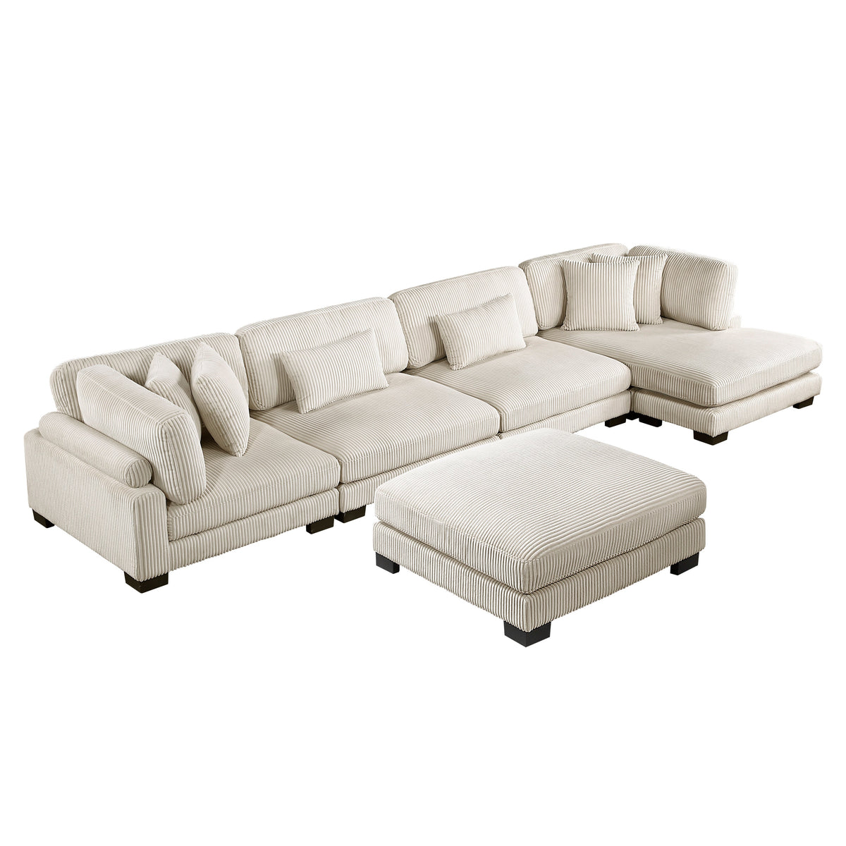Traverse Beige 5-Piece Modular Sectional with Reversible Chaise and Ottoman by Homelegance at Eve Furniture