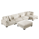 Traverse Beige 5-Piece Modular Sectional with Reversible Chaise and Ottoman by Homelegance at Eve Furniture