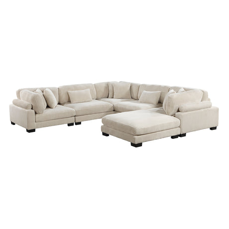 Traverse Beige 6-Piece Corduroy Modular Sectional by Homelegance at Eve Furniture
