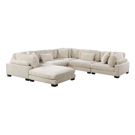 Traverse Beige 6-Piece Corduroy Modular Sectional by Homelegance at Eve Furniture