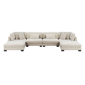 Traverse Beige 6-Piece Corduroy Modular Sectional with Ottomans by Homelegance at Eve Furniture