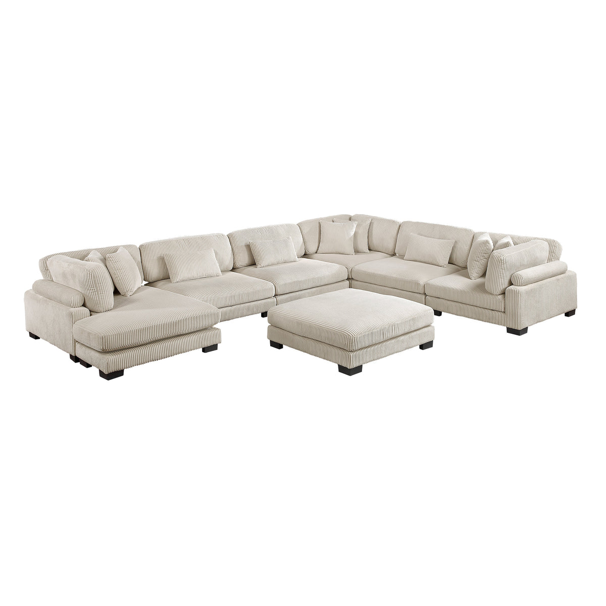 Traverse Beige 7-Piece Modular Sectional with Reversible Chaise and Ottoman by Homelegance at Eve Furniture