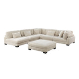 Traverse Beige Corduroy Ottoman by Homelegance at Eve Furniture