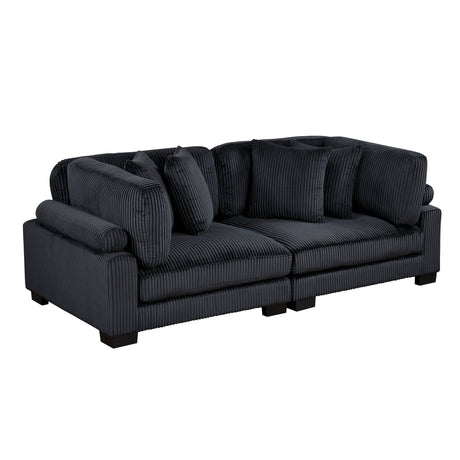 Traverse Black 2-Piece Corduroy Modular Loveseat by Homelegance at Eve Furniture