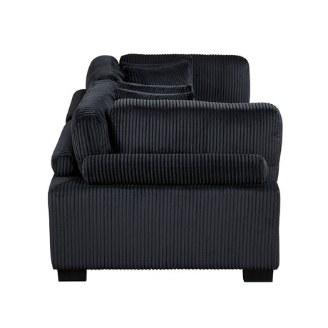 Traverse Black 2-Piece Corduroy Modular Loveseat by Homelegance at Eve Furniture