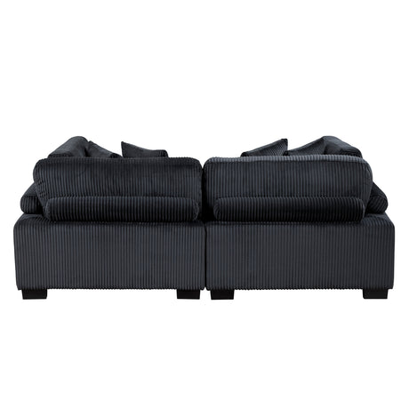 Traverse Black 2-Piece Corduroy Modular Loveseat by Homelegance at Eve Furniture