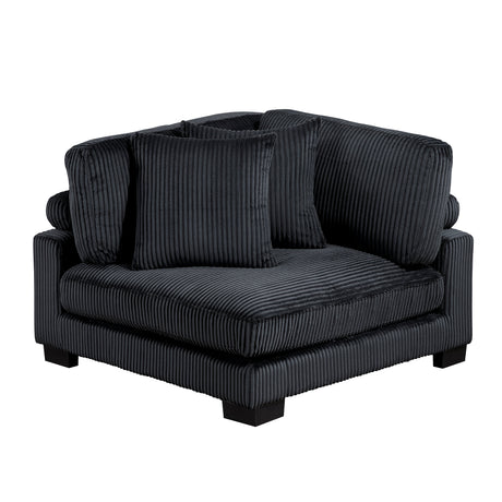Traverse Black 2-Piece Corduroy Modular Loveseat by Homelegance at Eve Furniture