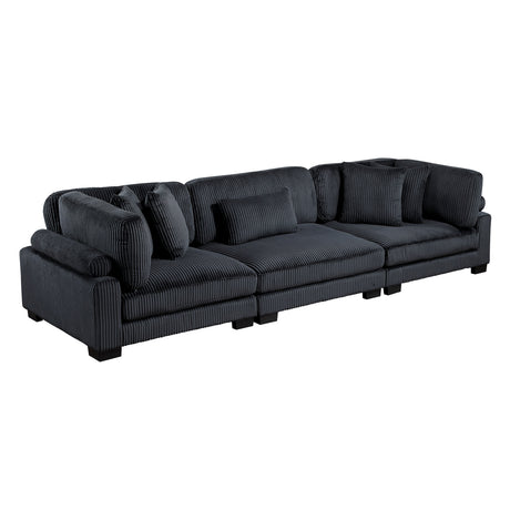 Traverse Black 3-Piece Corduroy Modular Sofa by Homelegance at Eve Furniture