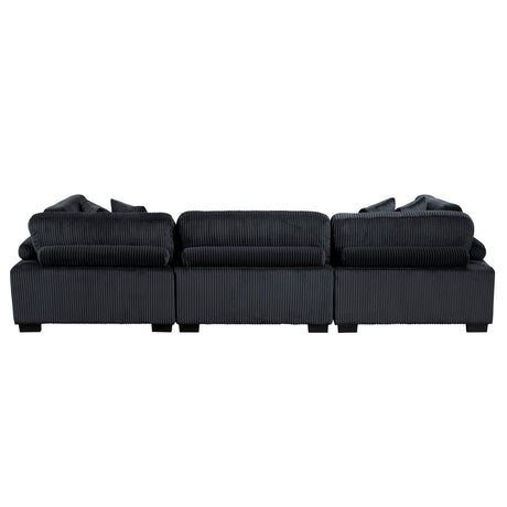 Traverse Black 3-Piece Corduroy Modular Sofa by Homelegance at Eve Furniture