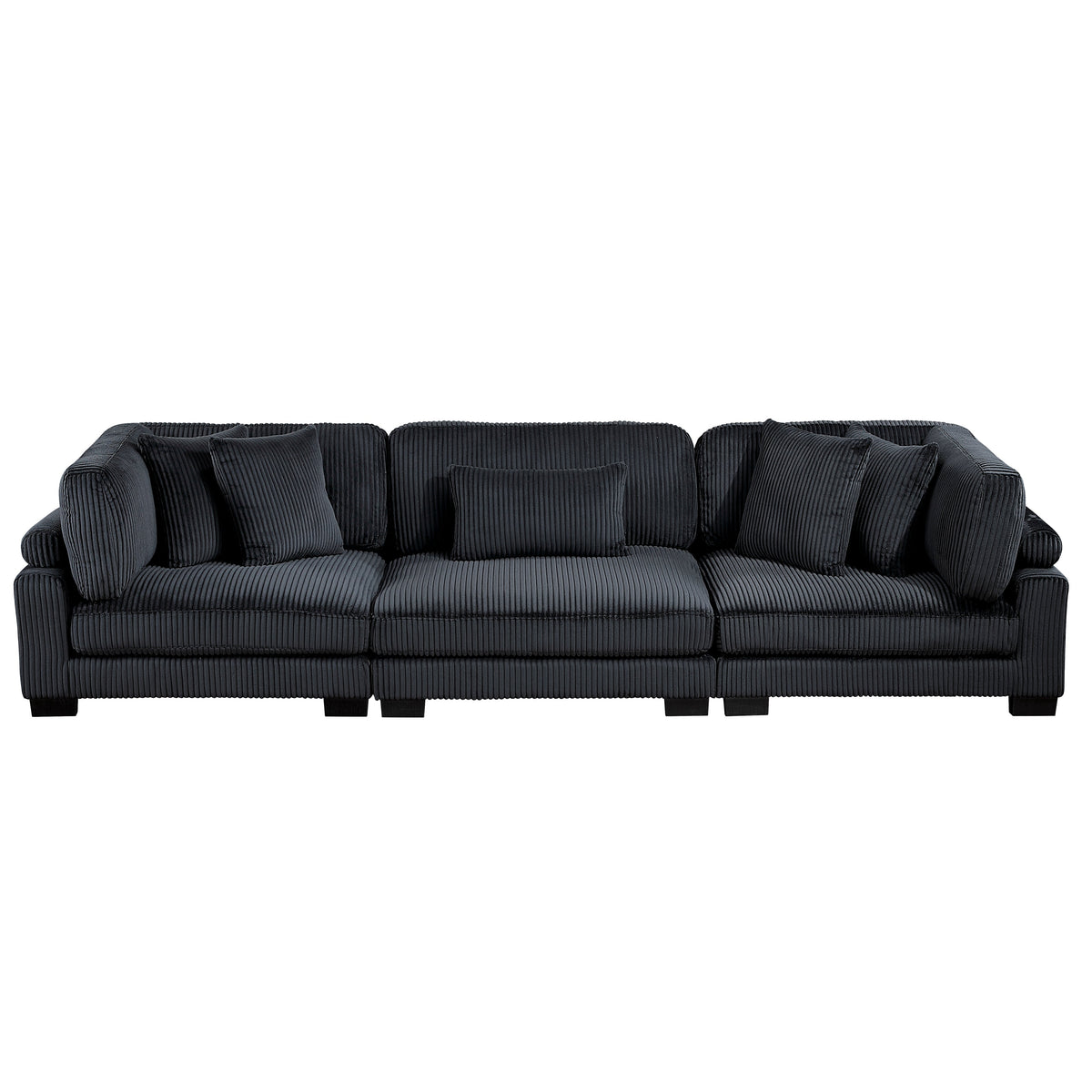 Traverse Black 3-Piece Corduroy Modular Sofa by Homelegance at Eve Furniture