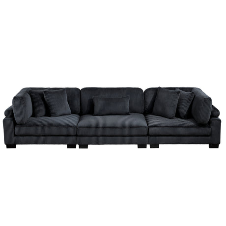 Traverse Black 3-Piece Corduroy Modular Sofa by Homelegance at Eve Furniture