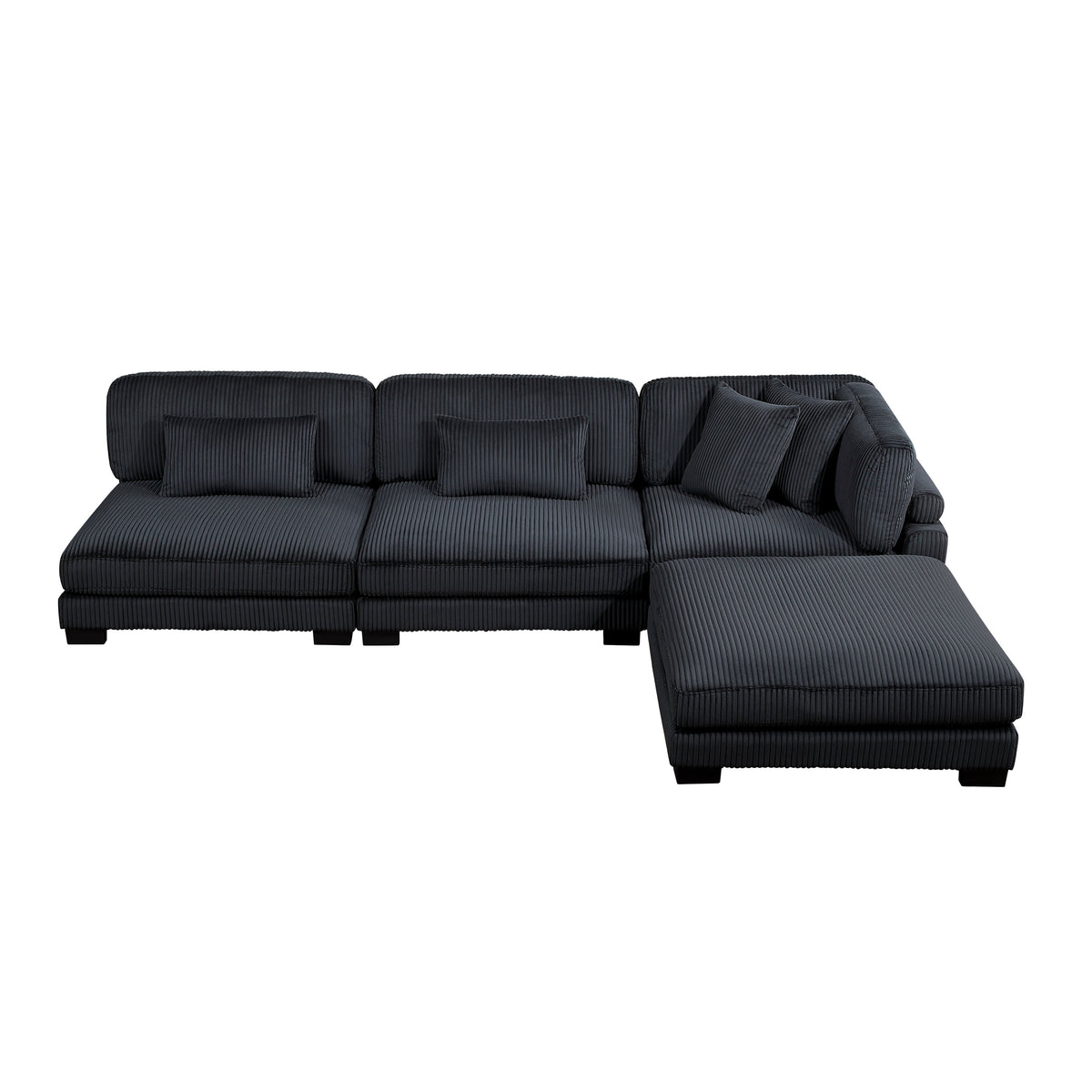 Traverse Black 4-Piece Corduroy Modular Sectional with Ottoman by Homelegance at Eve Furniture