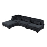 Traverse Black 4-Piece Corduroy Modular Sectional with Ottoman by Homelegance at Eve Furniture