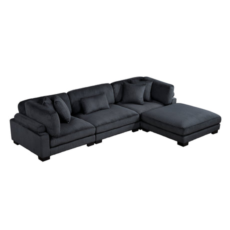 Traverse Black 4-Piece Modular Sectional with Ottoman by Homelegance at Eve Furniture
