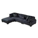 Traverse Black 4-Piece Modular Sectional with Ottoman by Homelegance at Eve Furniture