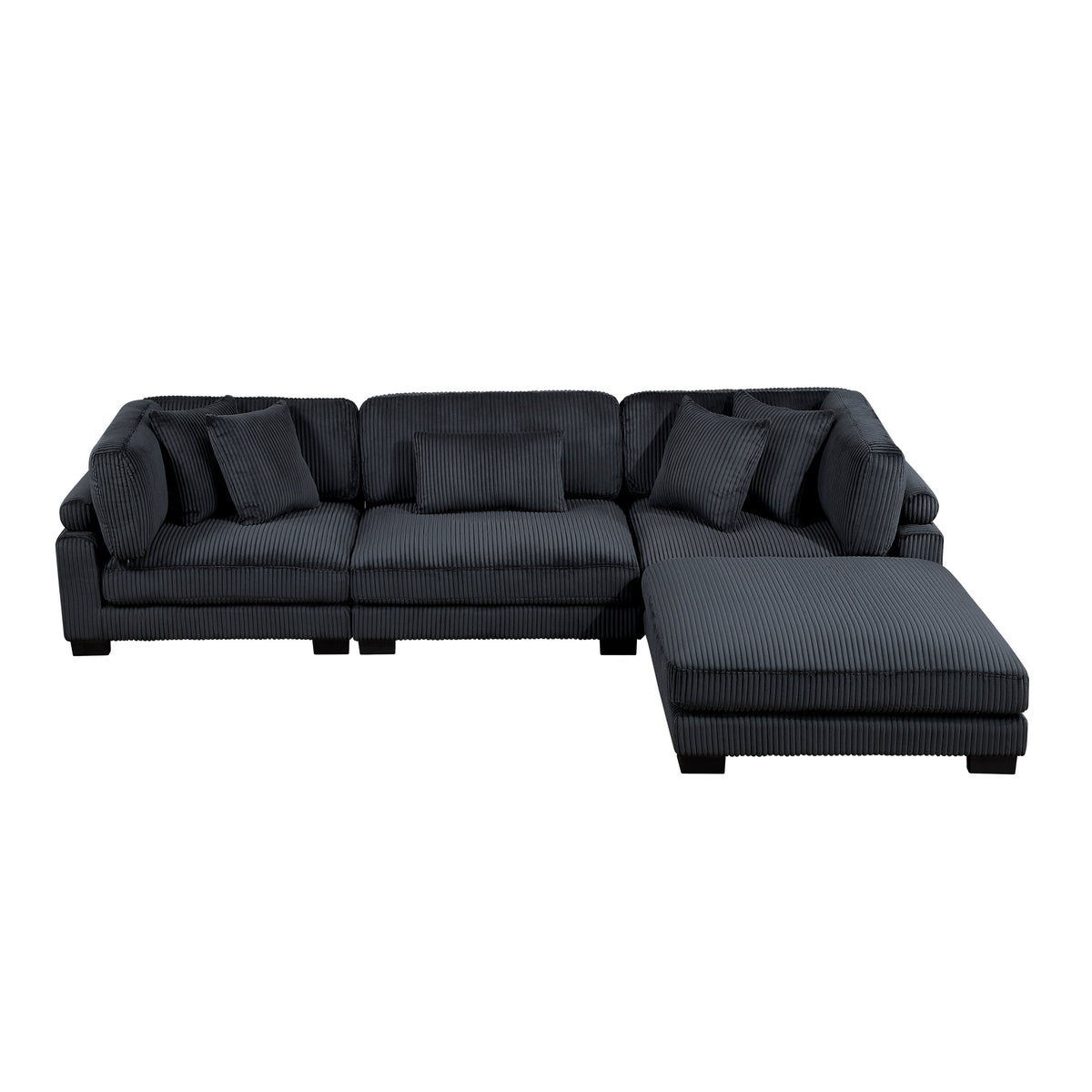 Traverse Black 4-Piece Modular Sectional with Ottoman by Homelegance at Eve Furniture