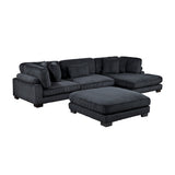 Traverse Black 4-Piece Modular Sectional with Reversible Chaise and Ottoman by Homelegance at Eve Furniture