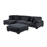 Traverse Black 4-Piece Modular Sectional with Reversible Chaise and Ottoman by Homelegance at Eve Furniture