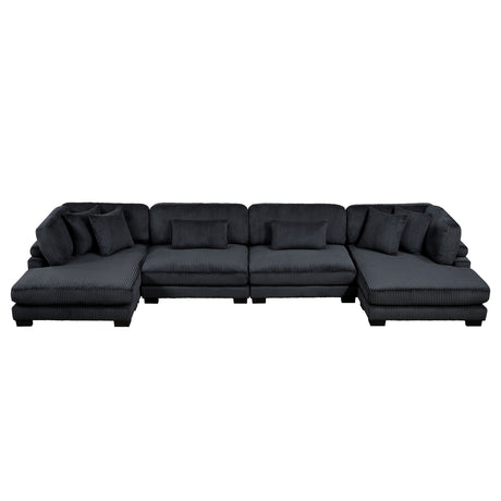 Traverse Black 4-Piece Modular Sectional with Reversible Chaises by Homelegance at Eve Furniture