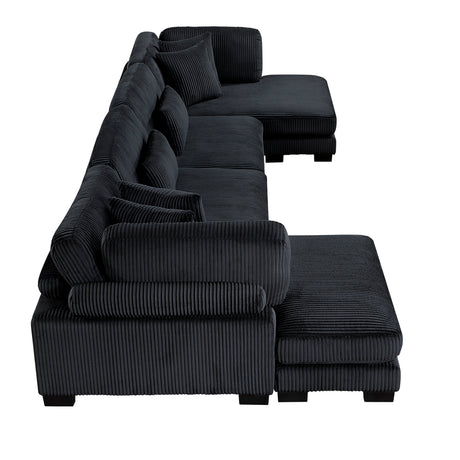 Traverse Black 4-Piece Modular Sectional with Reversible Chaises by Homelegance at Eve Furniture