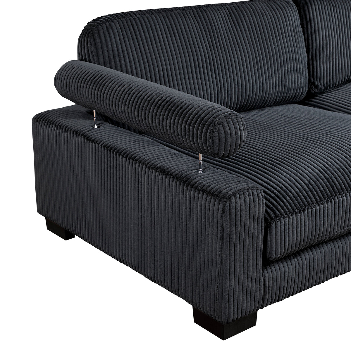 Traverse Black 5-Piece Corduroy Modular Sectional by Homelegance at Eve Furniture