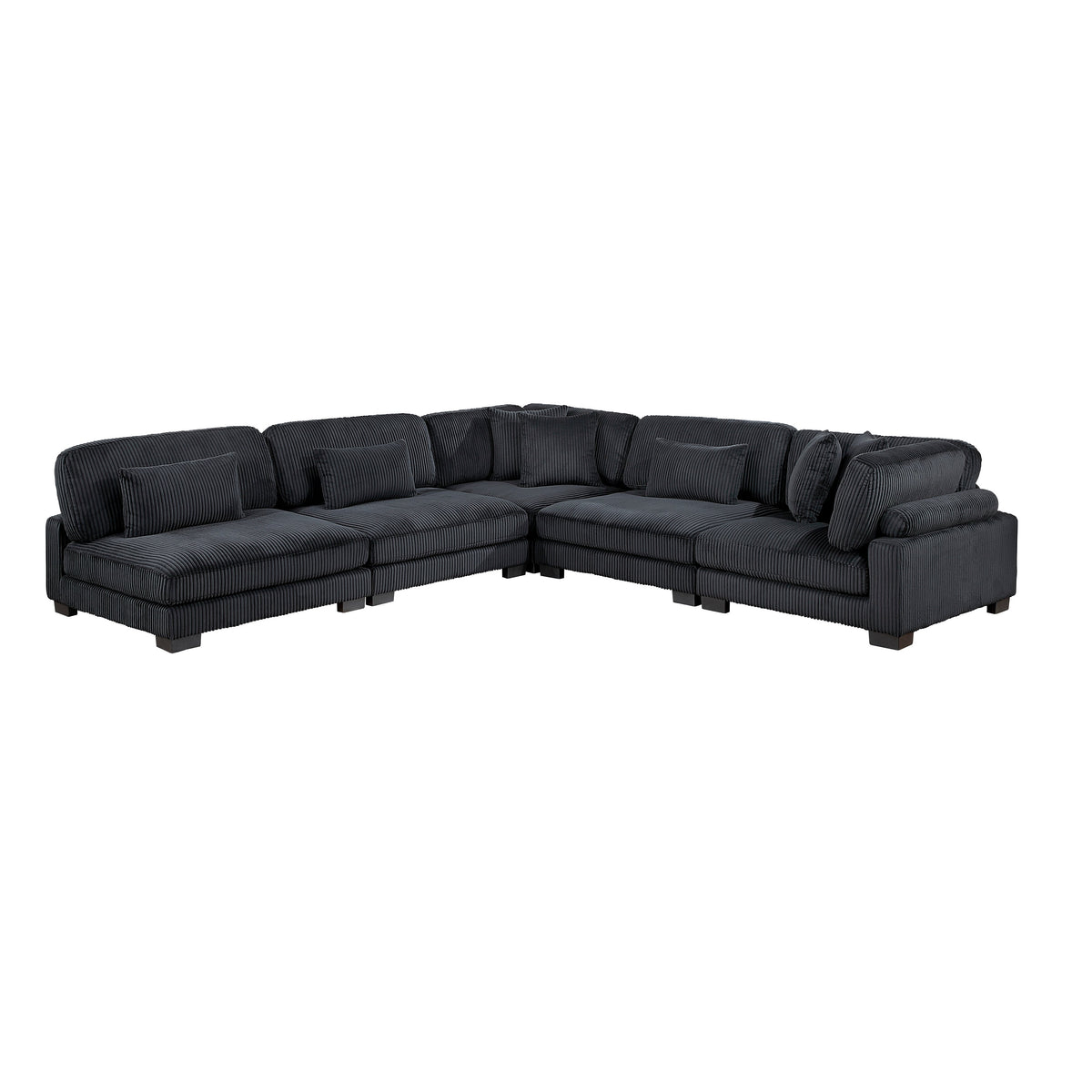 Traverse Black 5-Piece Corduroy Modular Sectional by Homelegance at Eve Furniture