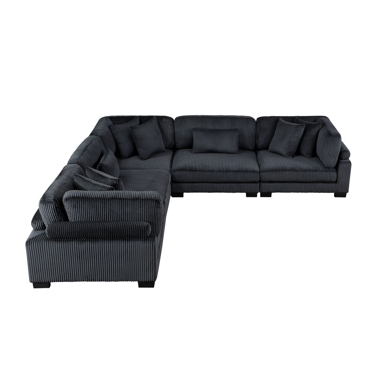 Traverse Black 5-Piece Corduroy Modular Sectional by Homelegance at Eve Furniture