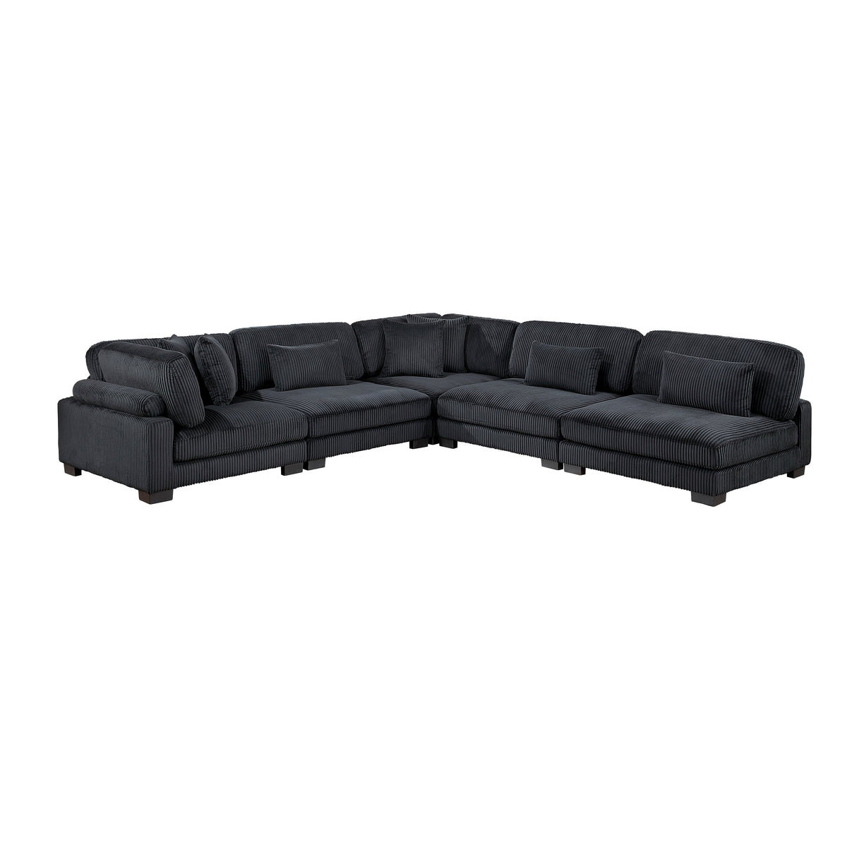 Traverse Black 5-Piece Corduroy Modular Sectional by Homelegance at Eve Furniture
