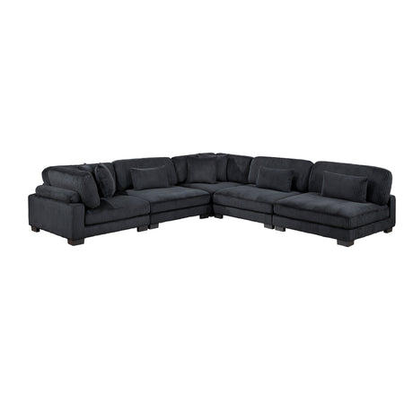 Traverse Black 5-Piece Corduroy Modular Sectional by Homelegance at Eve Furniture