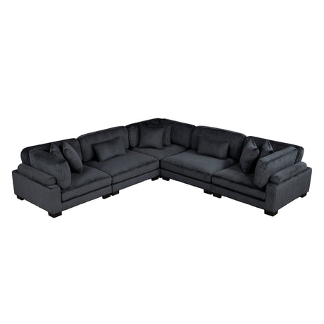 Traverse Black 5-Piece Corduroy Modular Sectional by Homelegance at Eve Furniture