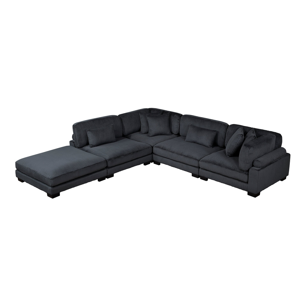 Traverse Black 5-Piece Corduroy Modular Sectional with Ottoman by Homelegance at Eve Furniture