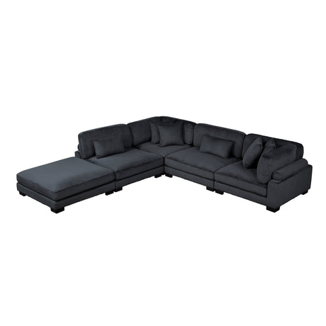 Traverse Black 5-Piece Corduroy Modular Sectional with Ottoman by Homelegance at Eve Furniture