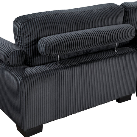 Traverse Black 5-Piece Corduroy Modular Sectional with Ottoman by Homelegance at Eve Furniture