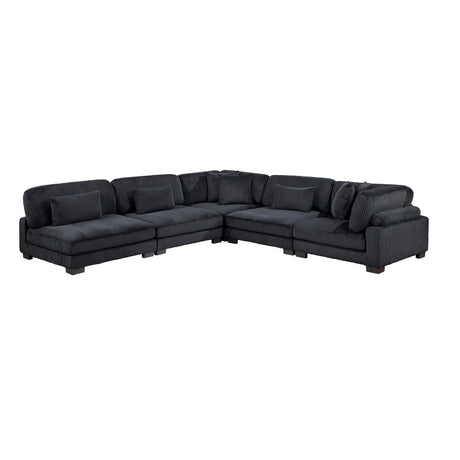 Traverse Black 5-Piece Corduroy Modular Sectional with Ottoman by Homelegance at Eve Furniture