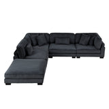 Traverse Black 5-Piece Corduroy Modular Sectional with Ottoman by Homelegance at Eve Furniture