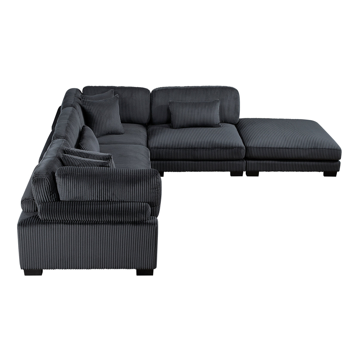 Traverse Black 5-Piece Corduroy Modular Sectional with Ottoman by Homelegance at Eve Furniture