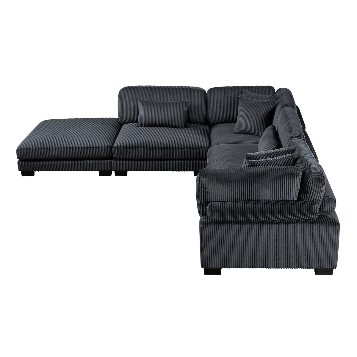 Traverse Black 5-Piece Corduroy Modular Sectional with Ottoman by Homelegance at Eve Furniture