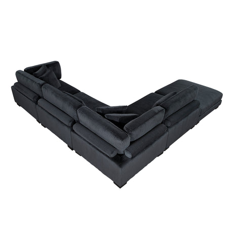 Traverse Black 5-Piece Corduroy Modular Sectional with Ottoman by Homelegance at Eve Furniture