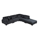 Traverse Black 5-Piece Corduroy Modular Sectional with Ottoman by Homelegance at Eve Furniture