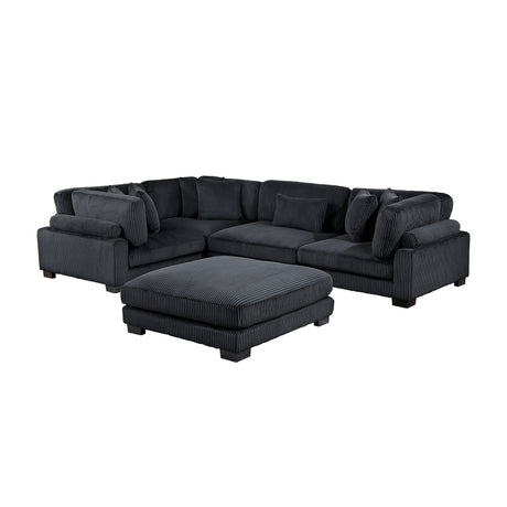 Traverse Black 5-Piece Modular Sectional with Ottoman by Homelegance at Eve Furniture