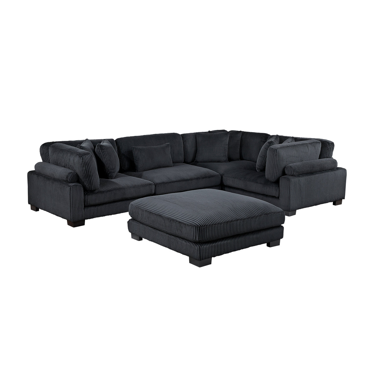 Traverse Black 5-Piece Modular Sectional with Ottoman by Homelegance at Eve Furniture