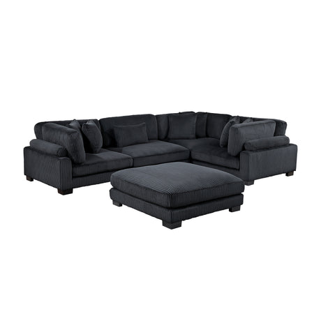 Traverse Black 5-Piece Modular Sectional with Ottoman by Homelegance at Eve Furniture