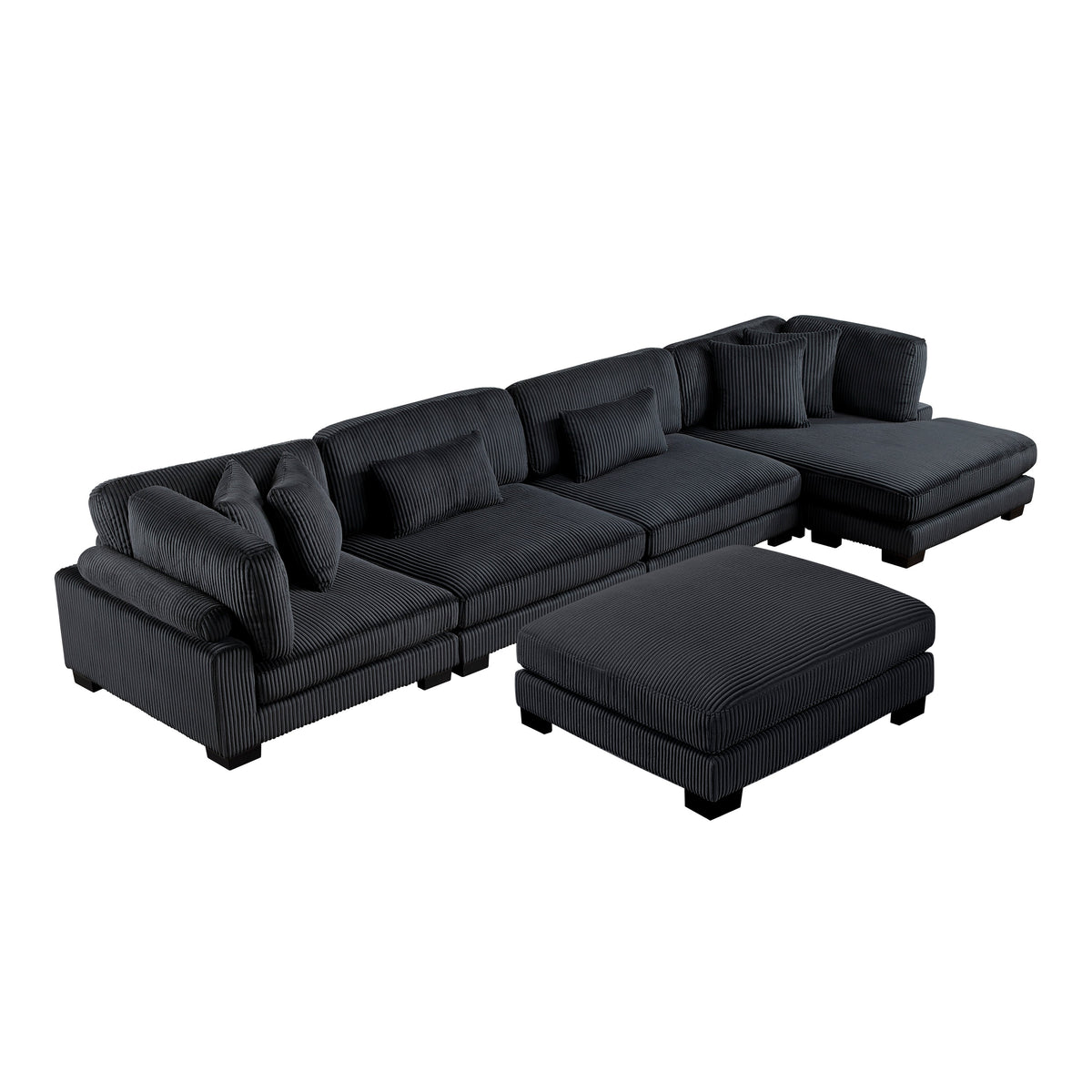 Traverse Black 5-Piece Modular Sectional with Reversible Chaise and Ottoman by Homelegance at Eve Furniture