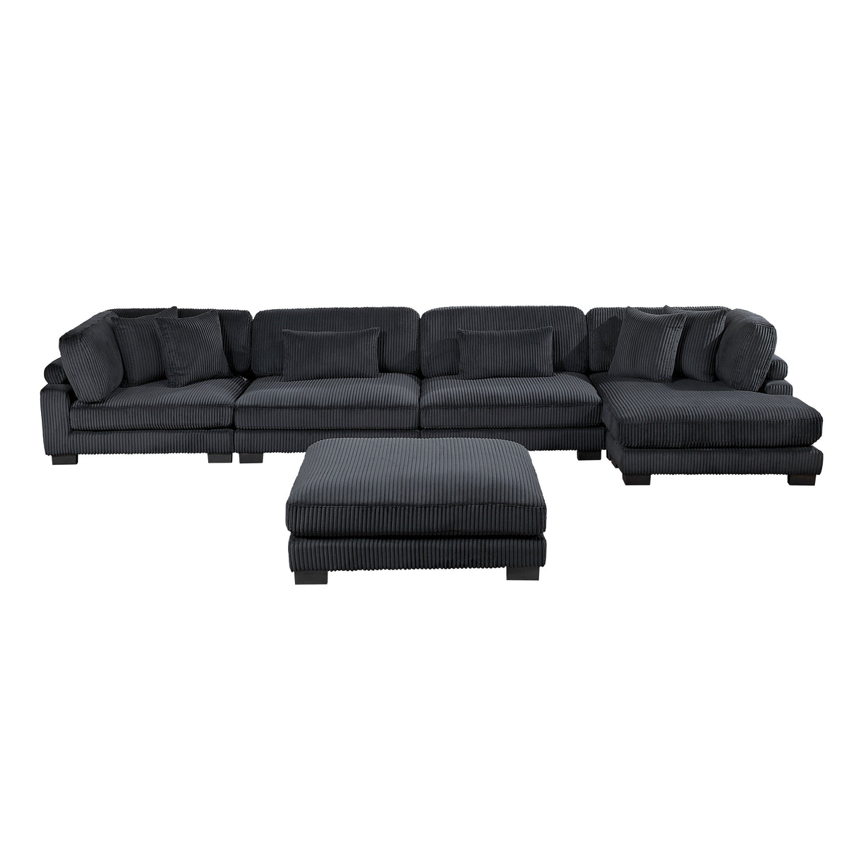 Traverse Black 5-Piece Modular Sectional with Reversible Chaise and Ottoman by Homelegance at Eve Furniture